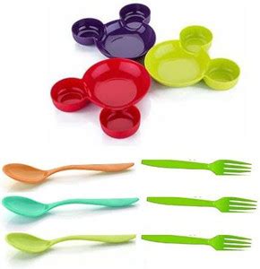 Puno Mickey Mouse Plate set with Spoon and Fork(3 Piece set) Tray Price ...