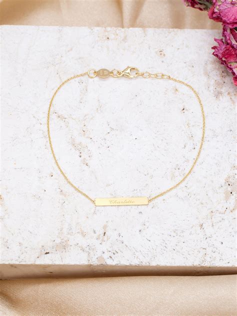 IBB Personalised 9ct Gold Bar Initial Chain Bracelet