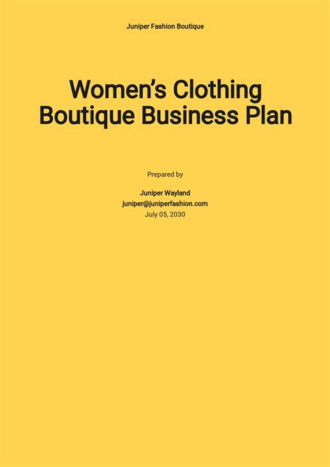Online Boutique Business Plan Template