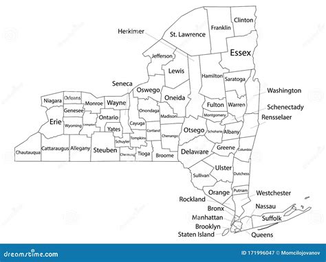 Counties Map of US State of New York Stock Vector - Illustration of ...