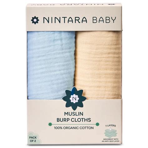 Buy Baby Burp Cloths Set Of 2 Nintara Solids - 100% Organic Cotton ...