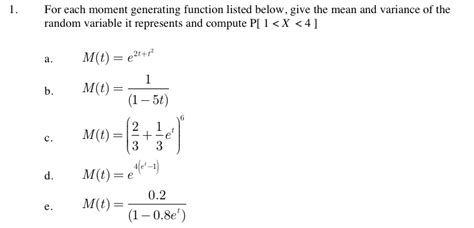 Image result for Moment Generating Function Questions