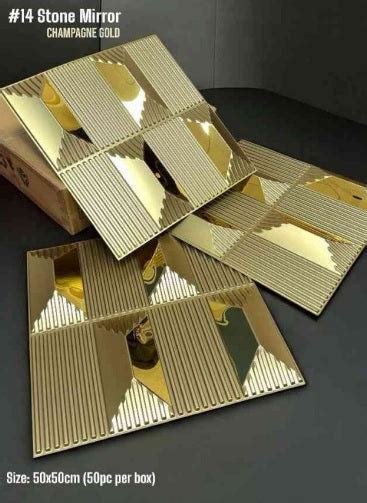 #14 Stone Mirror Champagne Gold 3D PVC Wall and Celing Panel – Doon ...