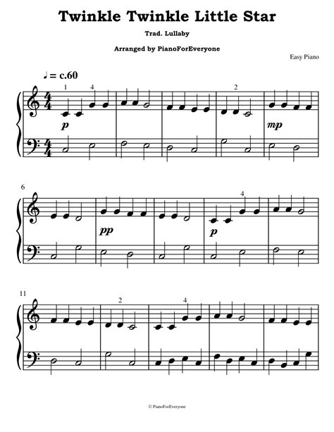 Twinkle Twinkle Little Star (Easy Piano) (arr. PianoForEveryone) by ...