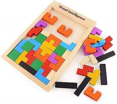 NIYANETAIL Jigsaw Wooden Puzzle Tetris Game Tangram Brain Teaser Game ...