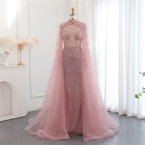 Sharon-Said-Luxury-Dubai-Pink-Muslim-Evening-Dress-with-Cape-Long ...
