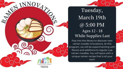 Teen Program! Ramen Innovations, 189 Bellview St, Winder, GA, United ...