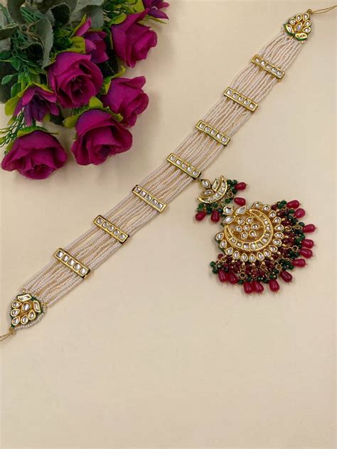 Rajasthani Kundan Pearl Bridal Sheeshpatti/ Sheeshphool With Tikka ...