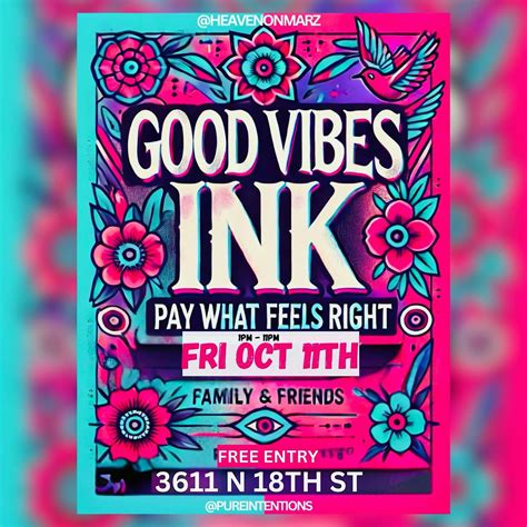 GOOD VIBES INK (PAY WHAT FEELS RIGHT), 3611 N 18th St, Philadelphia, 11 ...