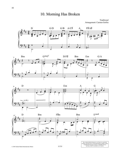 Morning Has Broken by Carsten Gerlitz Sheet Music for Piano Solo at ...