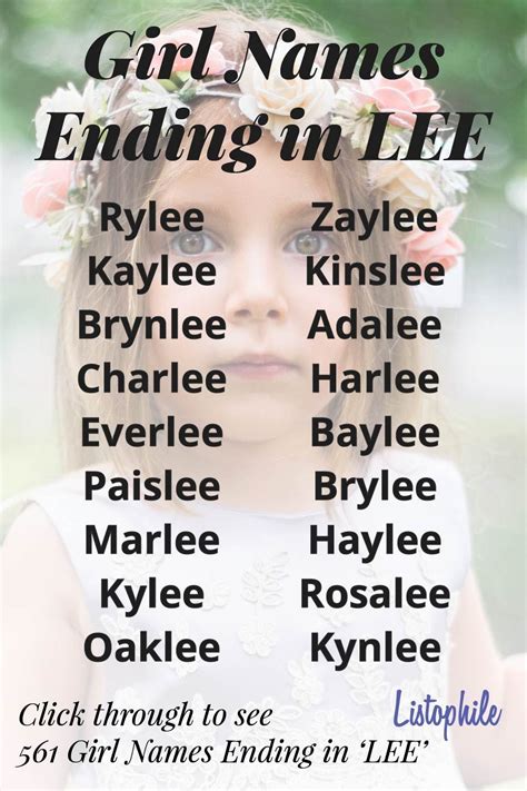 Girl Names Ending in LEE | Baby girl names, Cute baby names, Girl names