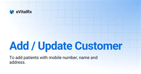 Add / Update Customer | eVitalRx