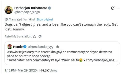 Harbhajan Singh blasts troll on X in ugly war of words over R 'Ashwin ...