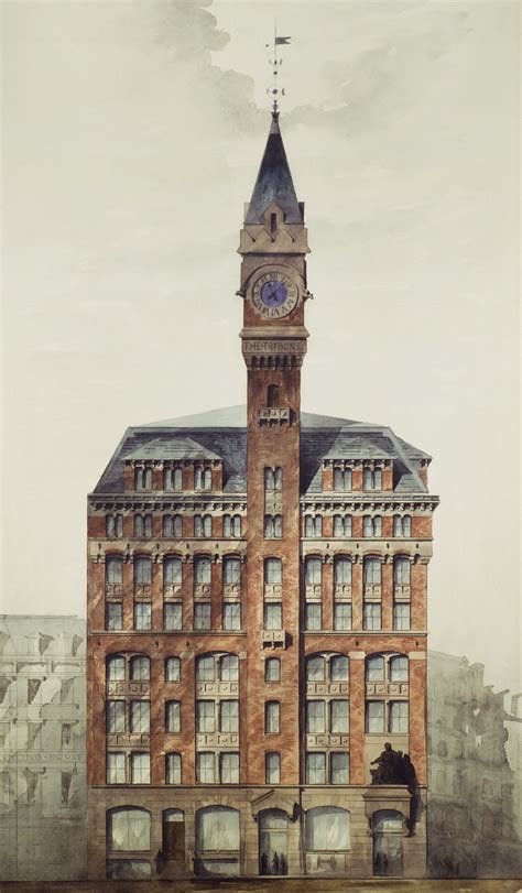New York Tribune Building architectural rendering from 1873 by Richard ...