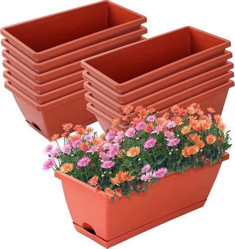 Window Box Planter, Plastic Vegetable Flower Planters Boxes Rectangular ...
