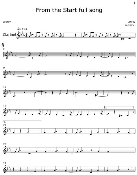 From the Start full song - Sheet music for Clarinet