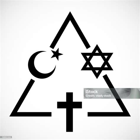 Religious Signs United In Triangle Islam Christianity Judaism Symbol Of ...
