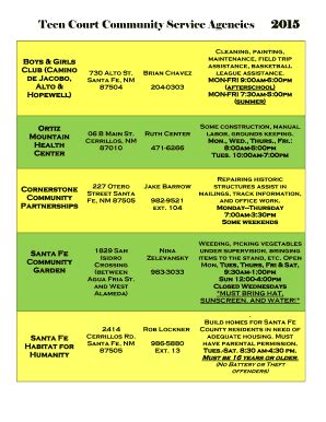Fillable Online Community Service Agencies - Santa Fe County Fax Email ...