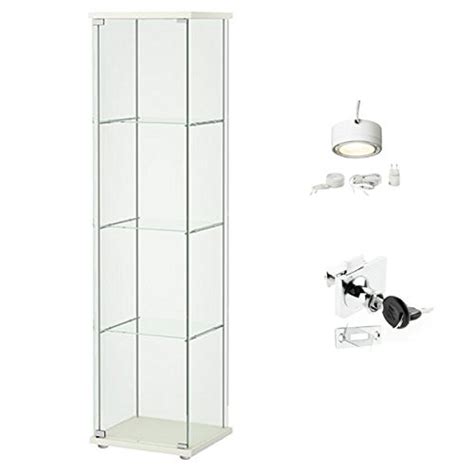 Buy Ikea Detolf Glass Curio Display Cabinet White, Lockable, Light and ...