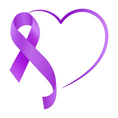 Purple ribbon in heart shape symbol with transparent background. World ...