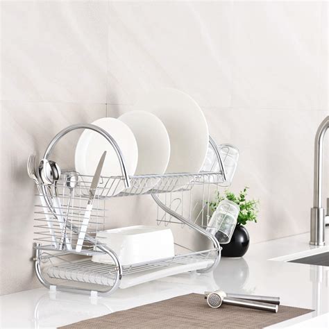 Buy HEBEZON Dish Drying Rack,2-Tier Dish Rack with Utensil Holder ...