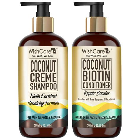 WishCare® Coconut Crème Shampoo & Coconut Biotin Conditioner Kit - Free ...
