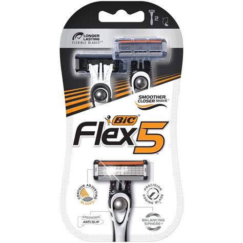 BIC Flex 5 Men's 5 Blade, Disposable Razors, 2-count - Walmart.com ...