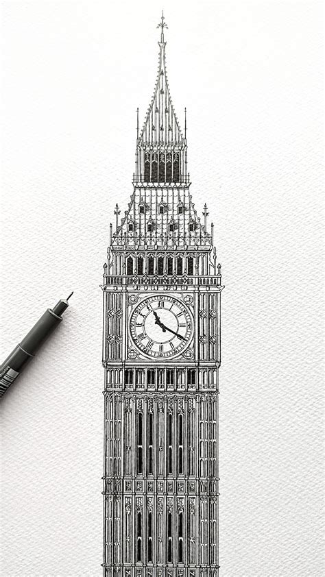 Big Ben Pen Drawing