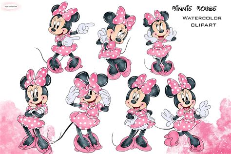 Minnie Mouse Clipart, Minnie Watercolor, Minnie Watercolor Clipart ...