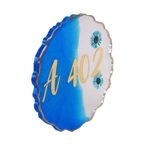 Brindavan - Resin House Number plate with Flowers 5x5 inches – Housenama
