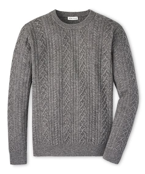 Men's Big & Tall Peter Millar Crescent Ridge Cable Crew Pullover ...