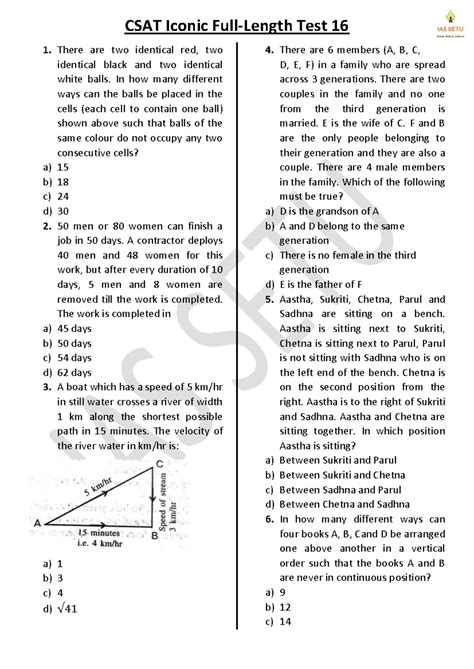 CSAT Full Length Test 16: Comprehensive Practice Questions 2023 - Studocu