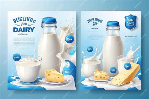 Dairy poster Milk products ads placard decent vector template | Premium ...