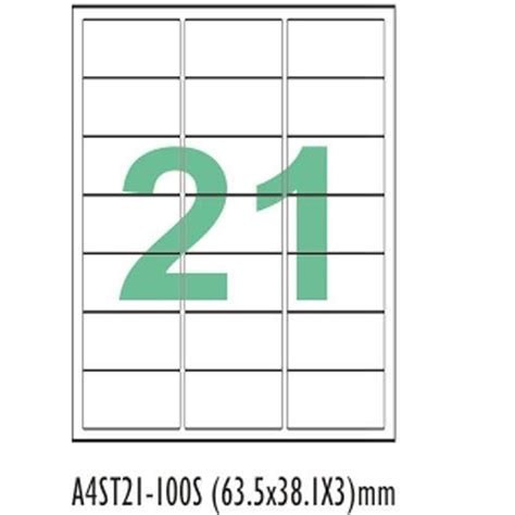 Desmat A4 Size Labels (21 Label Sheet, ST21)- 100 Sheets - Paper Labels ...