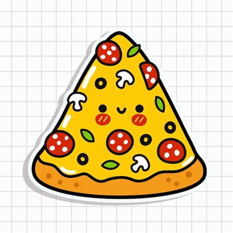 Cute piece of pizza sticker | Premium Vector