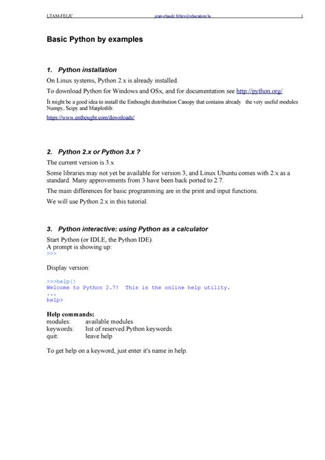 Python basics in master - Basic Python by examples 1. Python ...