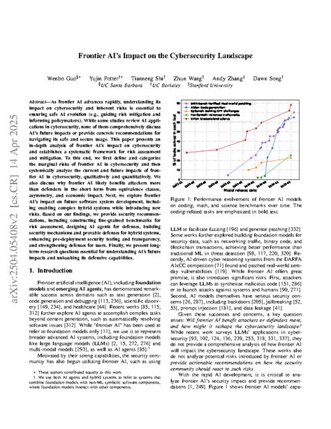 Frontier AI's Impact on Cybersecurity: Risks and Recommendations (CS ...