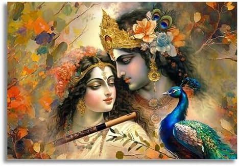 Radha Krishna | Hindu God and Goddess Posters for Wall | A3 and A4 ...