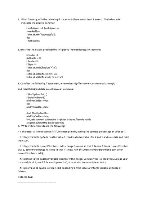Java Practice Problem - Assignment 1 - 1. What is wrong with the ...