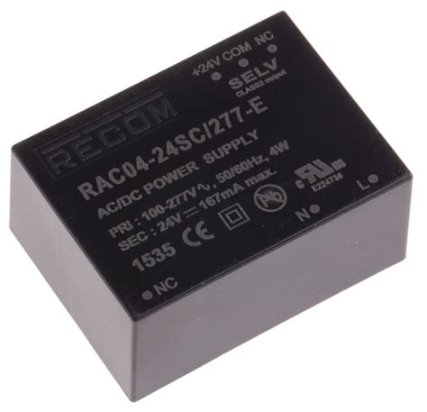 RAC04-24SC/277-E Recom | Recom Switching Power Supply, RAC04-24SC/277-E ...
