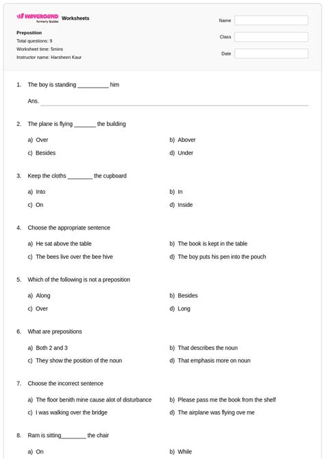 50+ Preposition Location worksheets for Class 5 on Wayground | Free ...