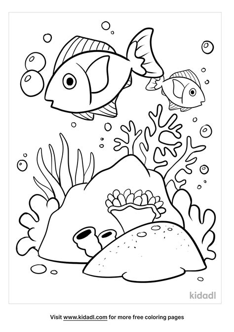 Simple Coral Reef Coloring Page Kids-n-fun.com - AusmalbilderFurKinder.de