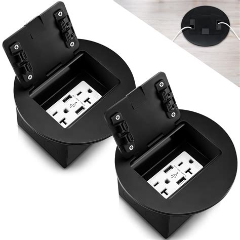 Kanayu 2 Pack Black Recessed Floor Outlet 3.98"x3.66"x3.15" 1-Gang with ...
