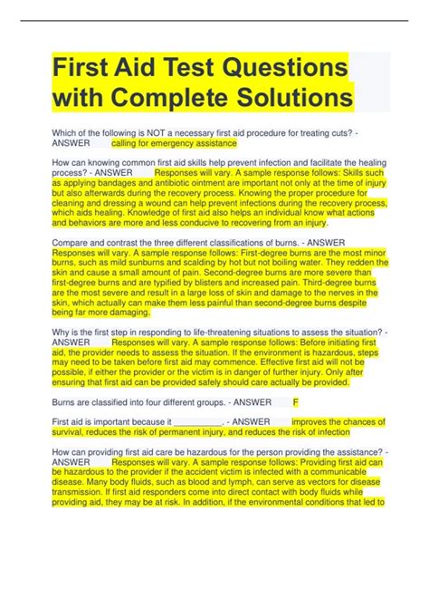 Image result for First Aid Exam Questions