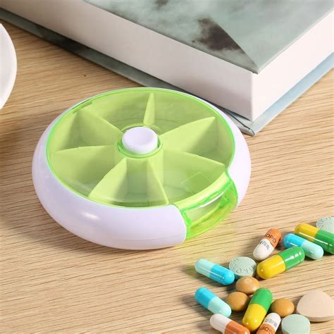 NRlooks Round 7 Day Medicine Pill Box Case, (Green)/Weekly Round Fruit ...