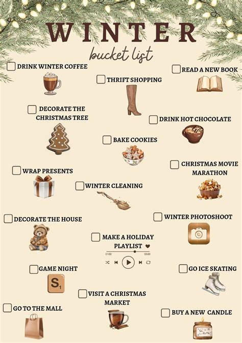 Fun holiday activities for winter christmas bucket list free printable ...