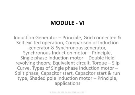 EE 202 M6 Ktuassist - Induction generator - MODULE - VI Induction ...