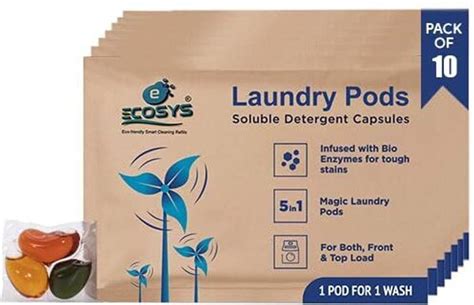 Ecosys 5-in-1 Dissolvable Magic Laundry Pods for 10 washes,1 Pod = 1 ...