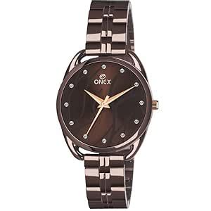 Buy Onex Stainless Steel Strap Analog Watch for Women(Brown) | 5004 ...