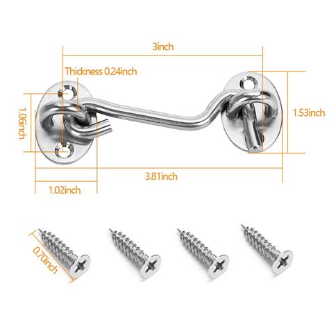 JXJH Cabin Hook Eye Latch Stainless Steel Door Latch Window Catch Cabin ...